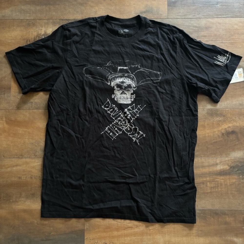 Harley Davidson Skull Cross Original Sketch Graphic Short Sleeve Black Men Large